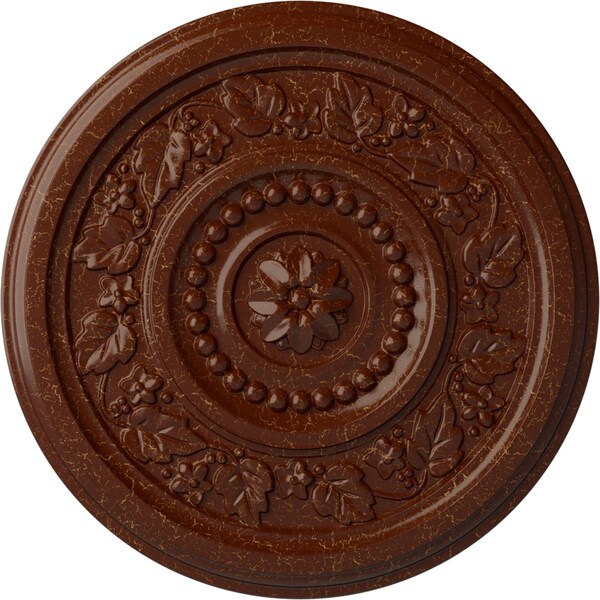 Ekena Millwork Marseille Ceiling Medallion (Canopies up to 4 1/4"), 16 1/8"OD x 5/8"P, Burnished Mahogany Crackle CM16MABMC - main
